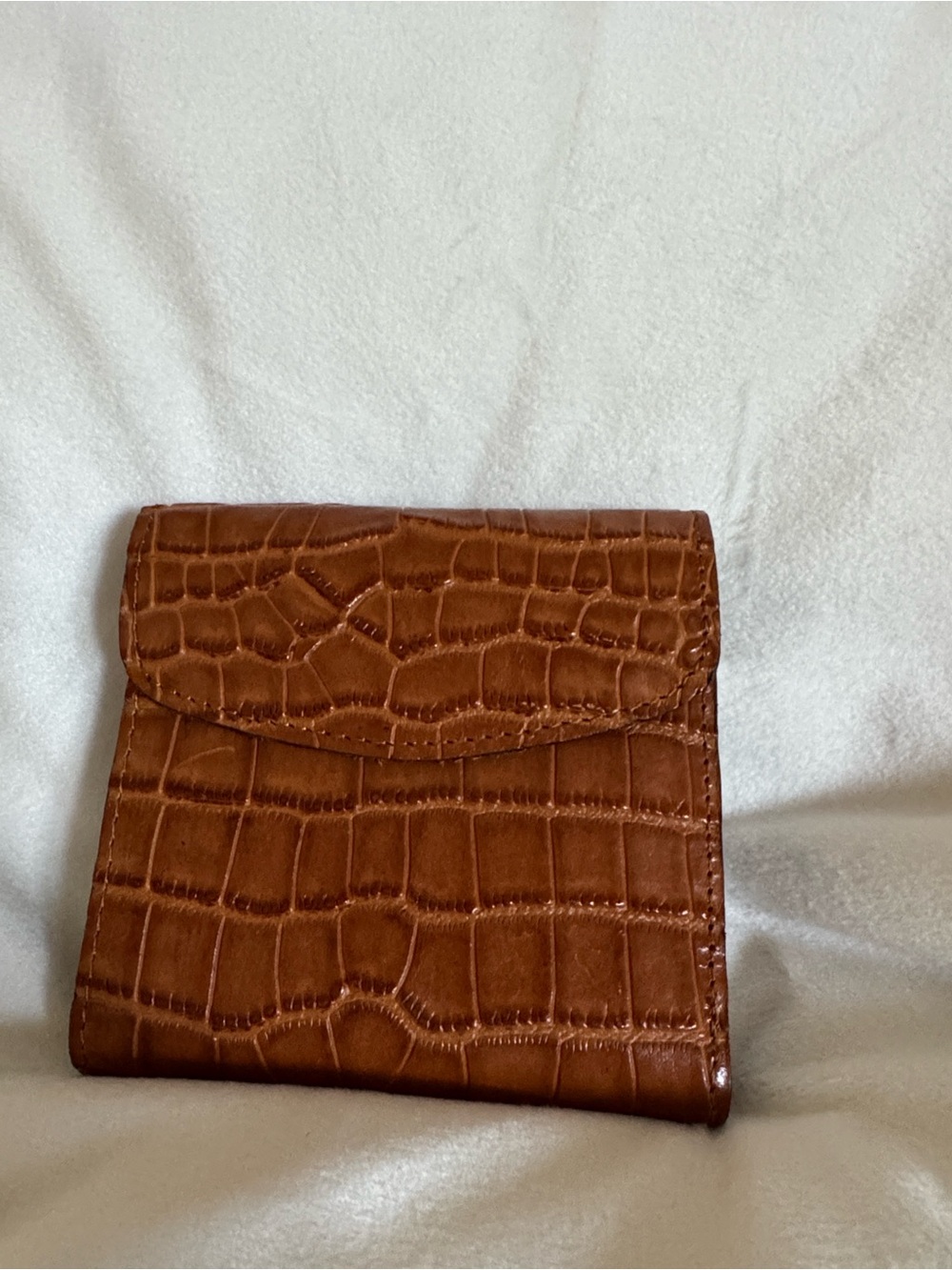 Patricia Nash Croc-Embossed Compact Wallet in Brown